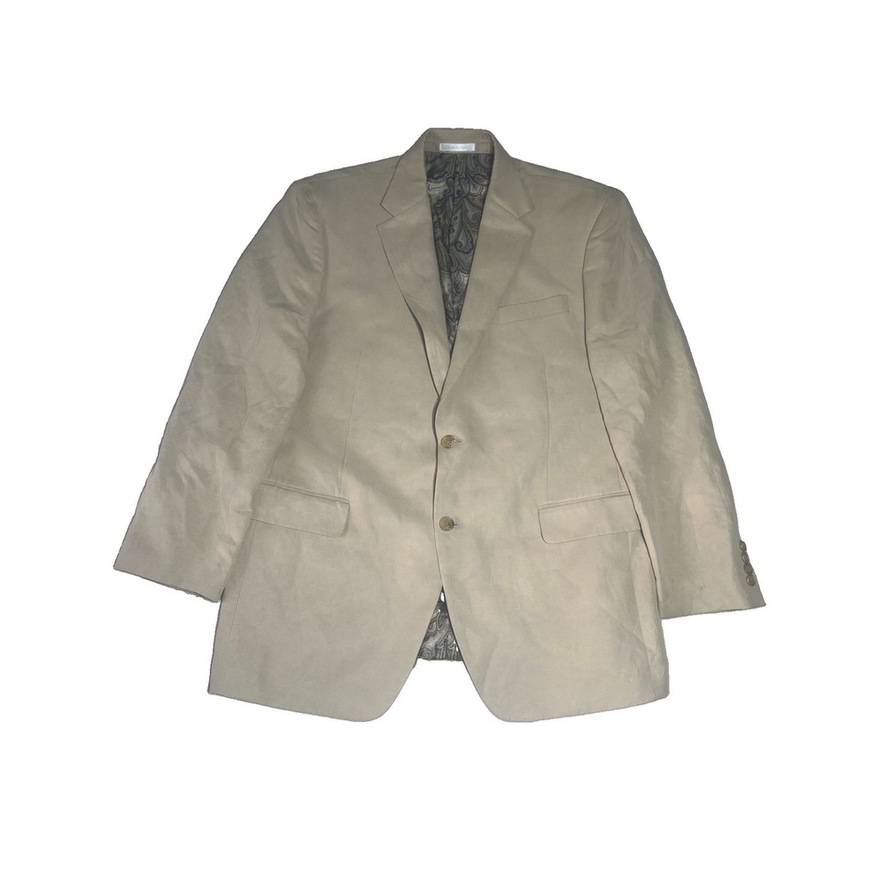 Lauren Ralph Lauren Men's Khaki Linen Blazer 42 Single-Breasted 2-Button Lined